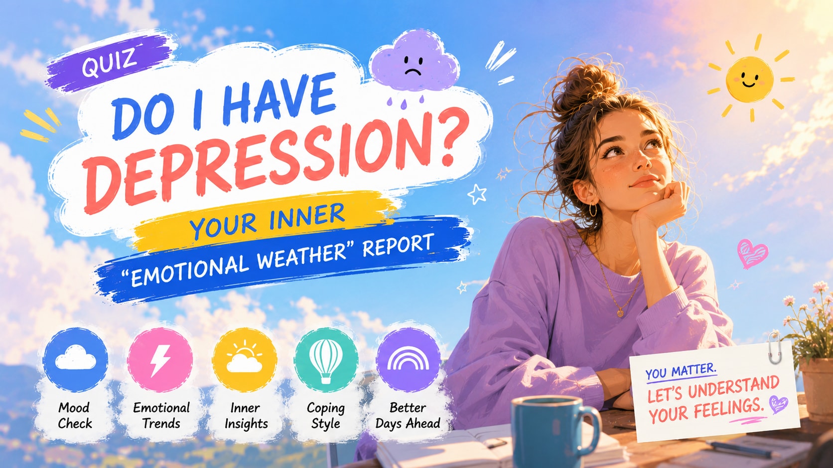 Do I Have Depression? — Your Inner "Emotional Weather" Report - Personality Tests Quiz Cover