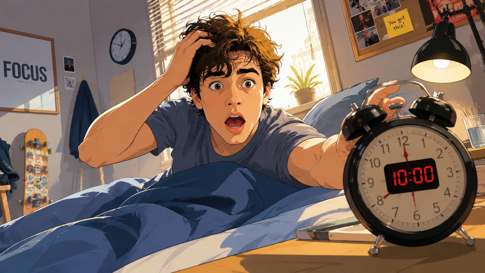You wake up and realize you only have 10 minutes until class or work. Your first thought is: - Question Image