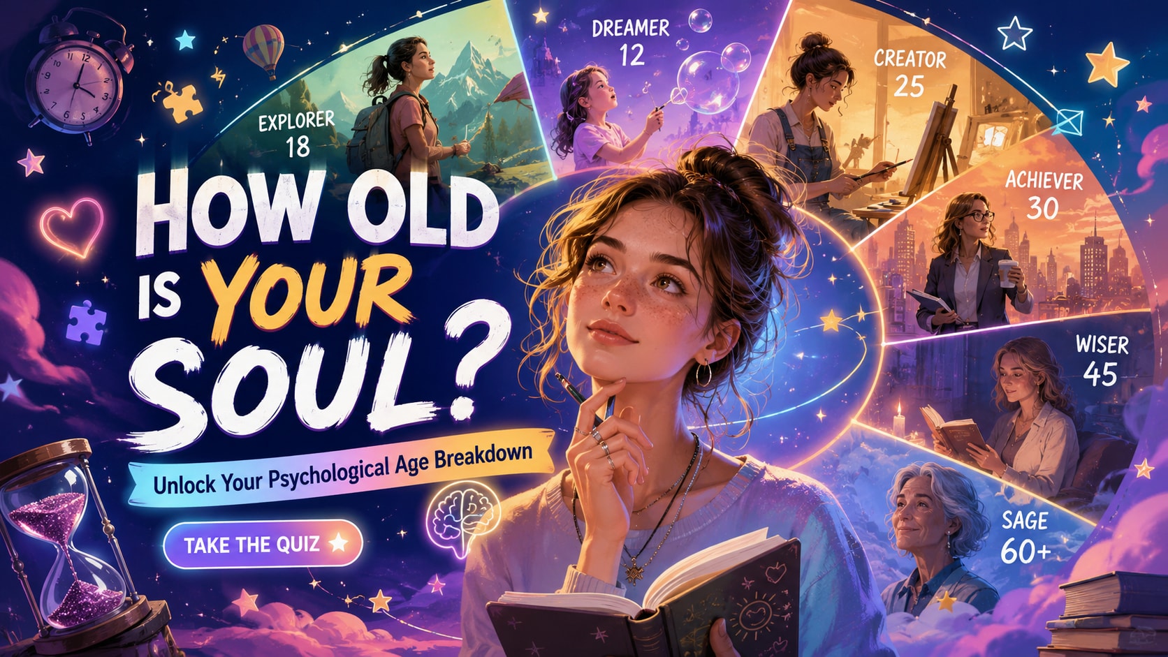 How Old Is Your Soul? Unlock Your Mental Age Profile - Personality Tests Quiz Cover