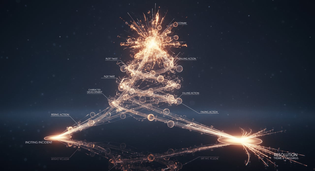 What foundational element of narrative structure involves the sequence of events in a story, from beginning to end? - Question Image