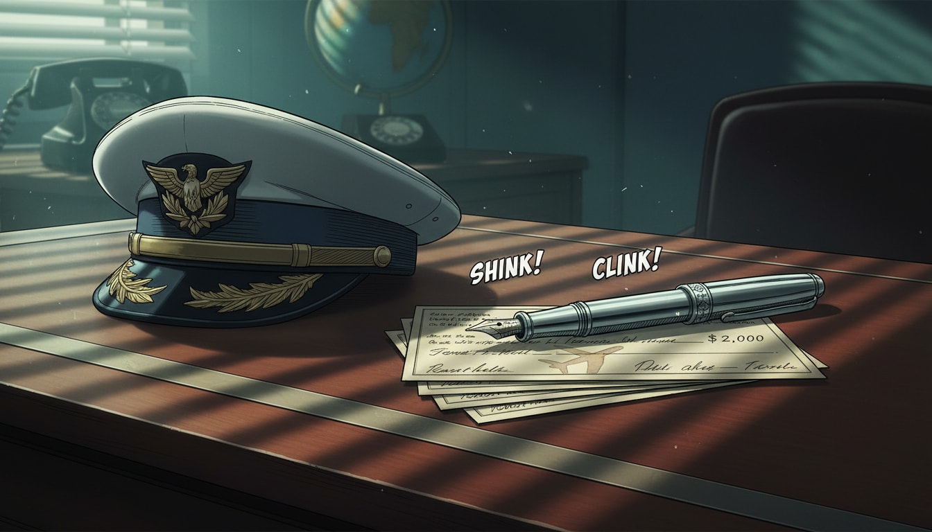 A Pan Am pilot's hat sits next to a stack of forged checks. Which cat-and-mouse movie is it? - Question Image