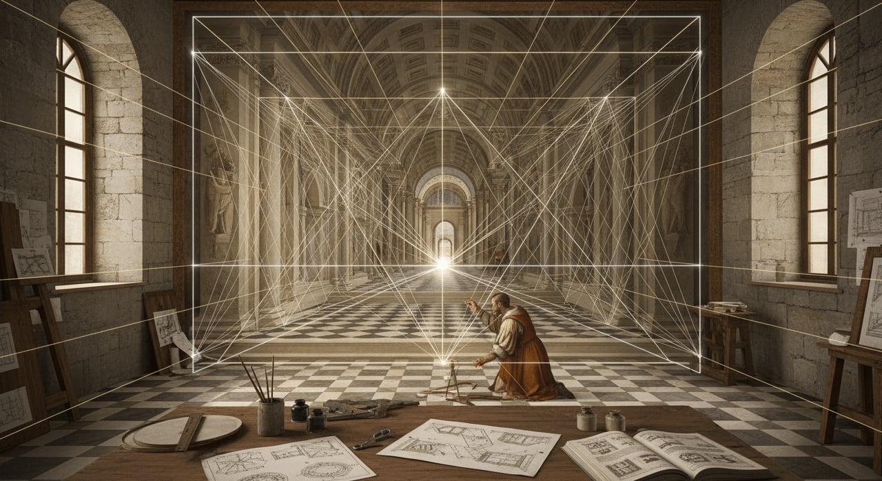 What fundamental principle of perspective was mastered during the Renaissance, enabling realistic depth on flat surfaces? - Question Image