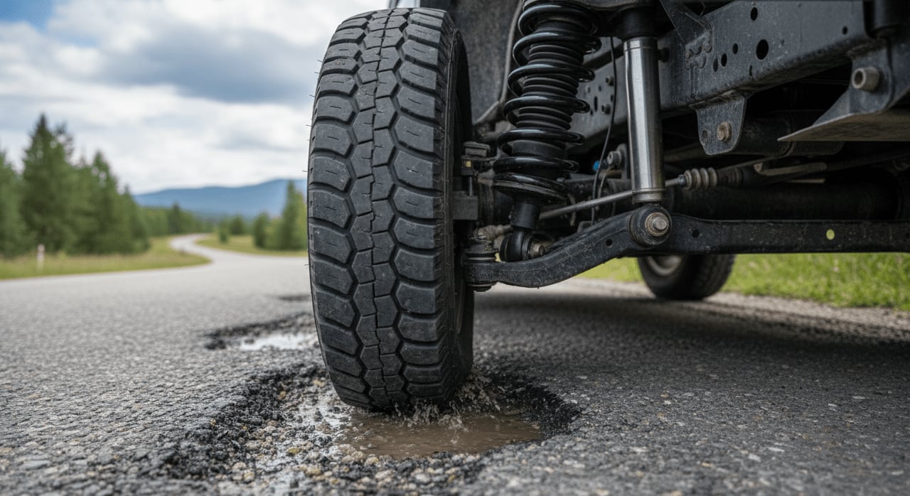 What is the fundamental purpose of a vehicle's suspension system in managing road interaction? - Question Image