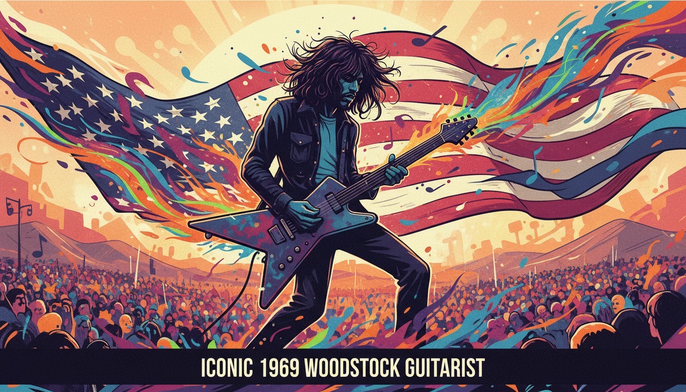 Which iconic guitarist famously performed a distorted rendition of 'The Star-Spangled Banner' at Woodstock in 1969? - Question Image