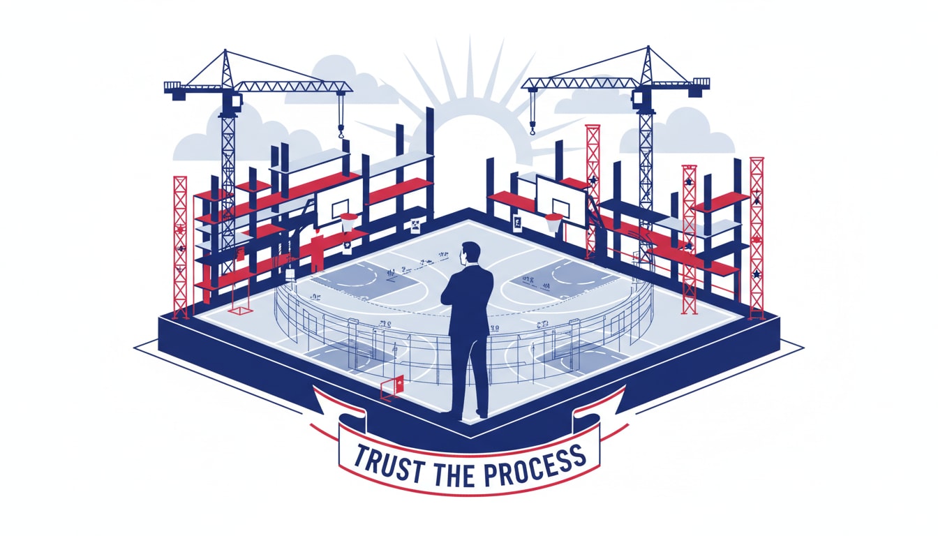 Which franchise is famous for its 'Trust The Process' rebuilding strategy led by GM Sam Hinkie? - Question Image