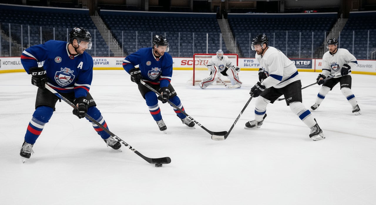 What is the primary objective when a hockey team practices their forechecking strategy? - Question Image