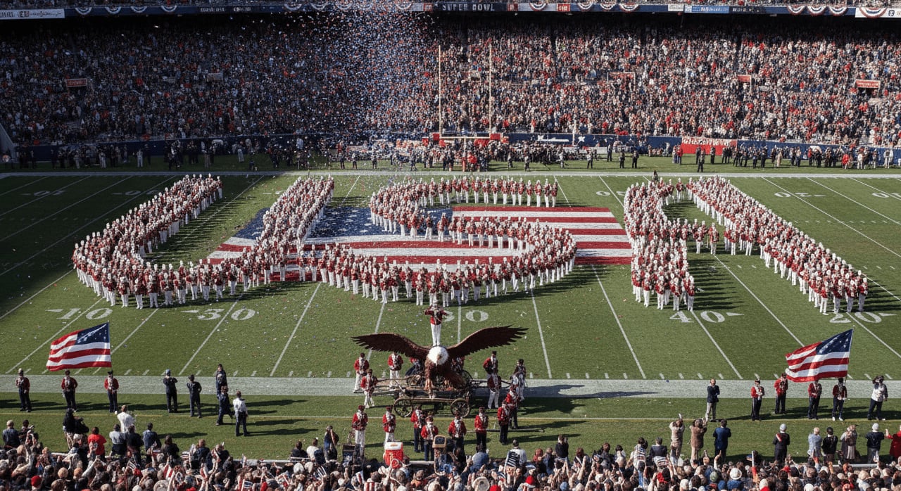 What was the primary focus of the earliest Super Bowl halftime shows before the widespread adoption of pop music acts? - Question Image